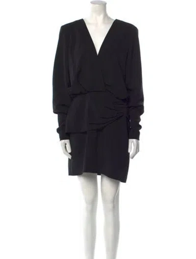 Pre-owned Alexis V-neck Mini Dress In Black