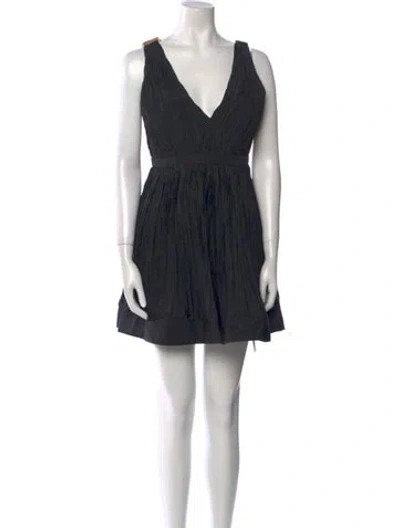Pre-owned Alexis V-neck Mini Dress In Black