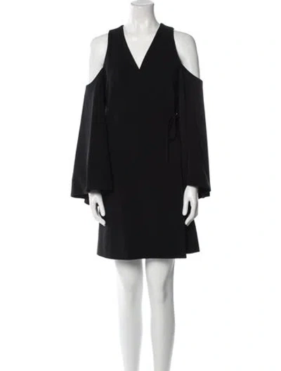 Pre-owned Alexis V-neck Mini Dress In Black