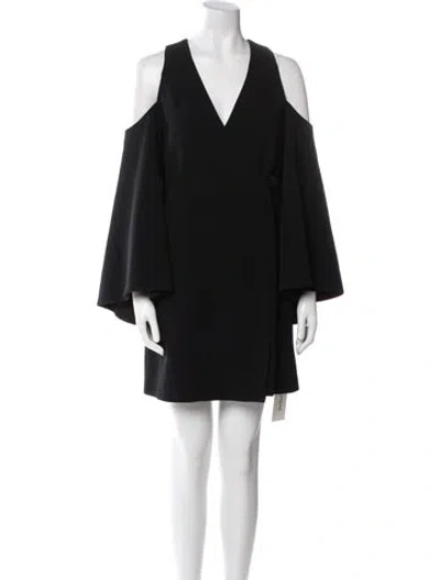 Pre-owned Alexis V-neck Mini Dress In Black