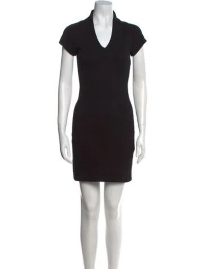 Pre-owned Alexis V-neck Mini Dress In Black