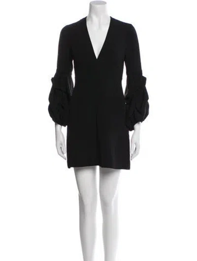 Pre-owned Alexis V-neck Mini Dress In Black