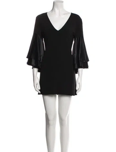Pre-owned Alexis V-neck Mini Dress In Black
