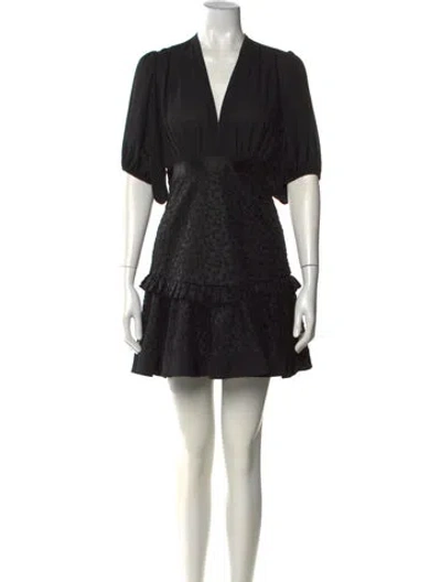 Pre-owned Alexis V-neck Mini Dress In Black