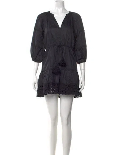 Pre-owned Alexis V-neck Mini Dress In Black