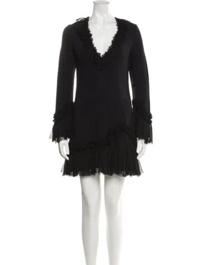 Pre-owned Alexis V-neck Mini Dress In Black