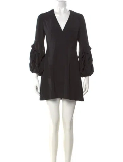 Pre-owned Alexis V-neck Mini Dress In Black