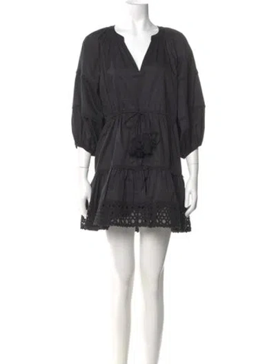 Pre-owned Alexis V-neck Mini Dress In Black
