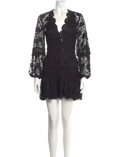 Pre-owned Alexis V-neck Mini Dress In Black