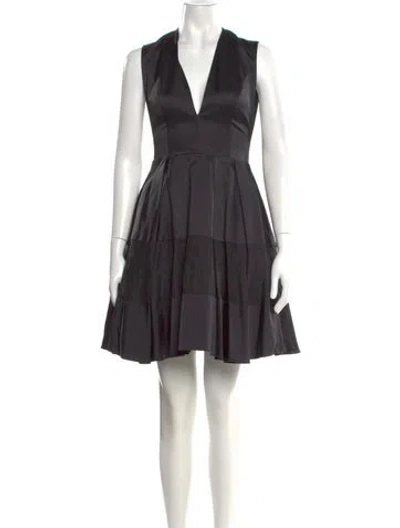 Pre-owned Alexis V-neck Mini Dress In Black