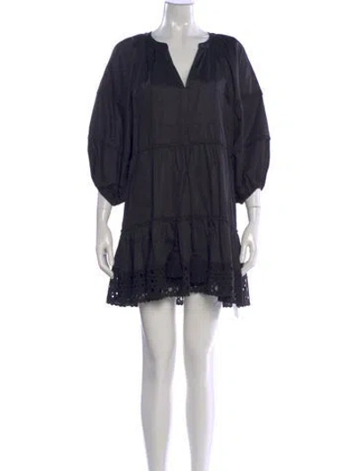 Pre-owned Alexis V-neck Mini Dress In Black