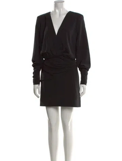 Pre-owned Alexis V-neck Mini Dress In Black
