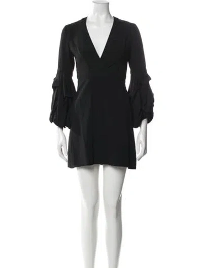 Pre-owned Alexis V-neck Mini Dress In Black