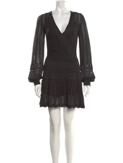 Pre-owned Alexis V-neck Mini Dress In Black