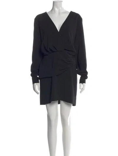 Pre-owned Alexis V-neck Mini Dress In Black