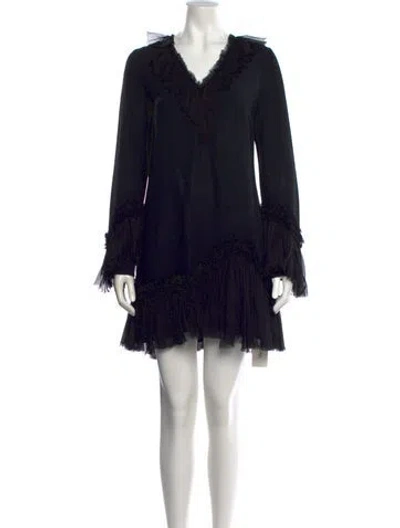 Pre-owned Alexis V-neck Mini Dress In Black