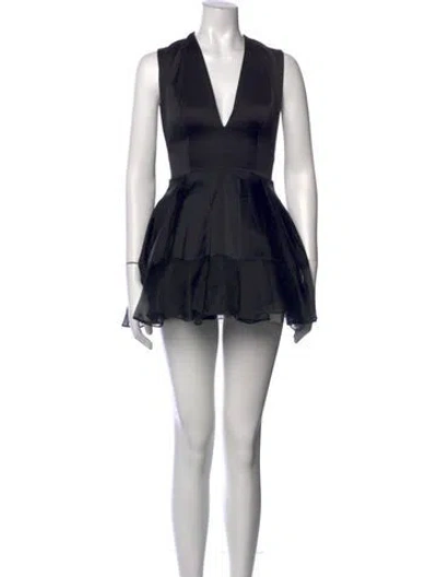 Pre-owned Alexis V-neck Mini Dress In Black
