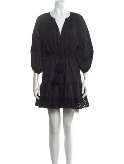 Pre-owned Alexis V-neck Mini Dress In Black