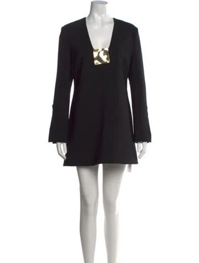 Pre-owned Alexis V-neck Mini Dress In Black