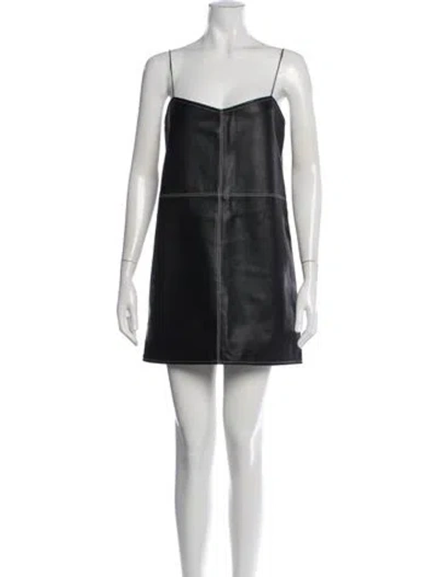 Pre-owned Alexis V-neck Mini Dress In Black
