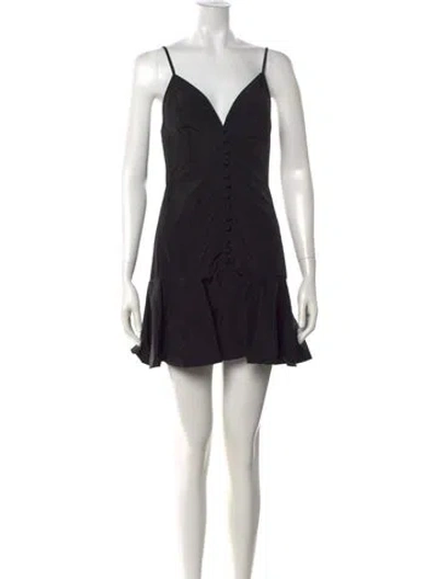 Pre-owned Alexis V-neck Mini Dress In Black