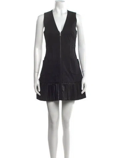 Pre-owned Alexis V-neck Mini Dress In Black