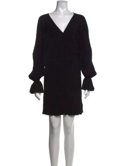 Pre-owned Alexis V-neck Mini Dress In Black