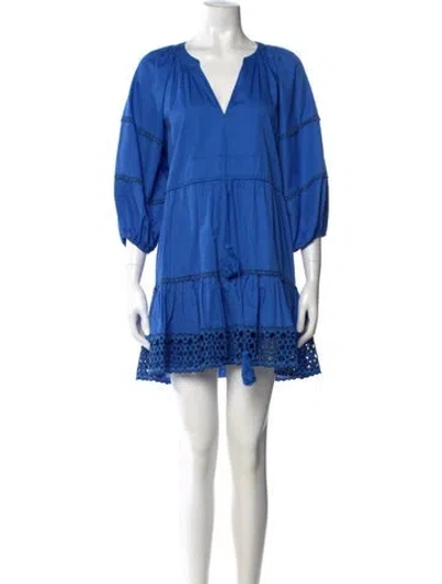 Pre-owned Alexis V-neck Mini Dress In Blue