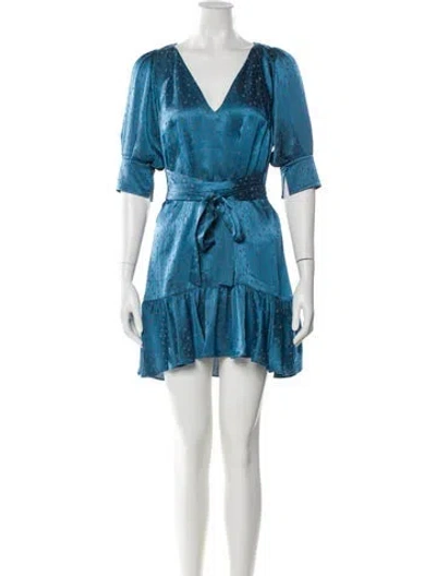 Pre-owned Alexis V-neck Mini Dress In Blue