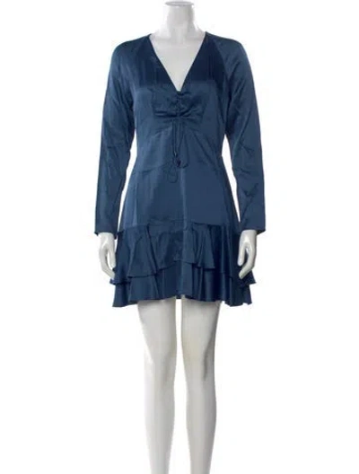 Pre-owned Alexis V-neck Mini Dress In Blue