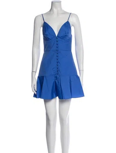Pre-owned Alexis V-neck Mini Dress In Blue