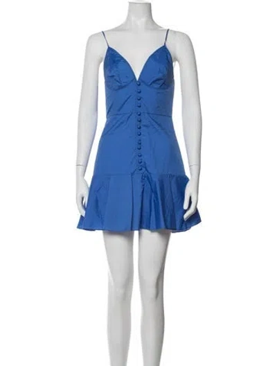 Pre-owned Alexis V-neck Mini Dress In Blue