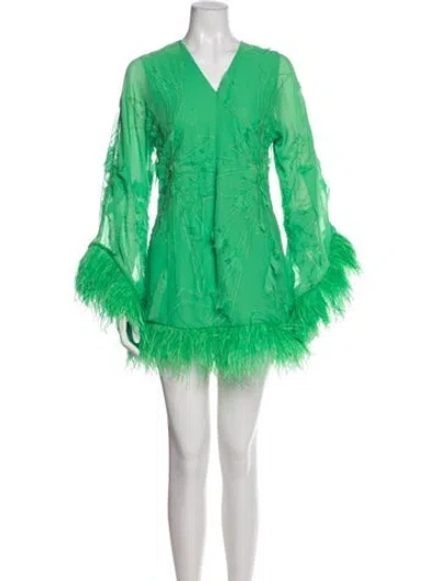Pre-owned Alexis V-neck Mini Dress In Green