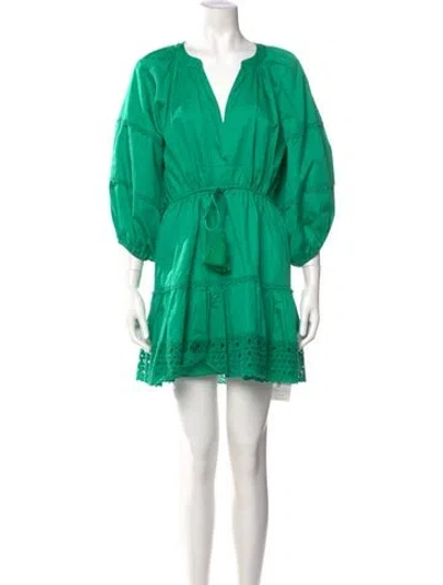 Pre-owned Alexis V-neck Mini Dress In Green