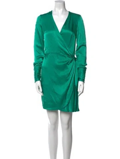 Pre-owned Alexis V-neck Mini Dress In Green