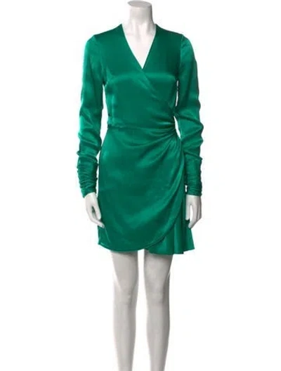 Pre-owned Alexis V-neck Mini Dress In Green