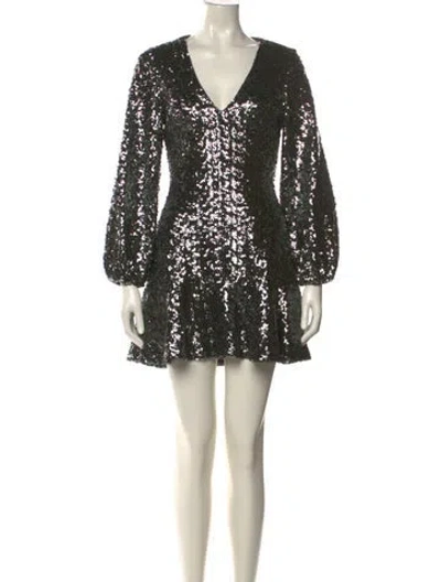 Pre-owned Alexis V-neck Mini Dress In Green