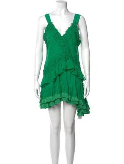 Pre-owned Alexis V-neck Mini Dress In Green