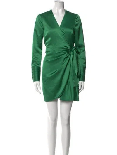 Pre-owned Alexis V-neck Mini Dress In Green