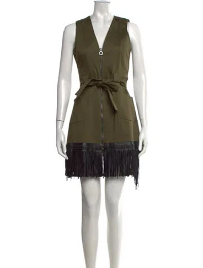 Pre-owned Alexis V-neck Mini Dress In Green