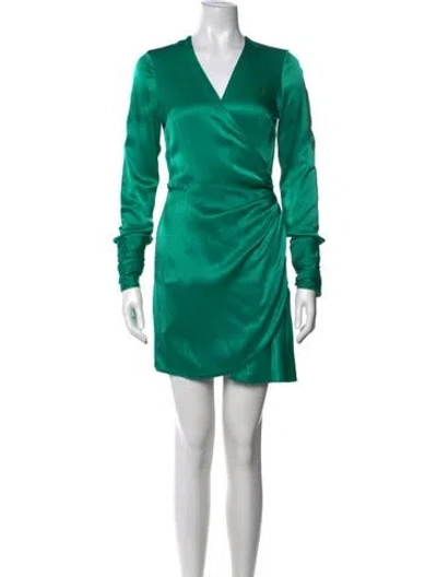 Pre-owned Alexis V-neck Mini Dress In Green