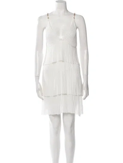 Pre-owned Alexis V-neck Mini Dress In Neutral