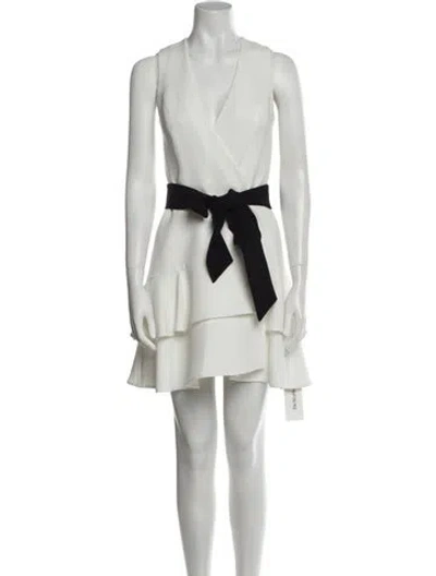 Pre-owned Alexis V-neck Mini Dress In Neutral