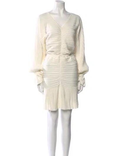 Pre-owned Alexis V-neck Mini Dress In Neutral