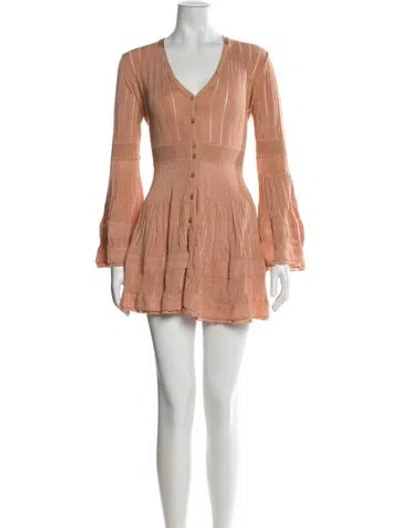 Pre-owned Alexis V-neck Mini Dress In Neutral