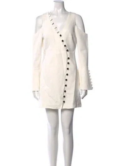 Pre-owned Alexis V-neck Mini Dress In Neutral
