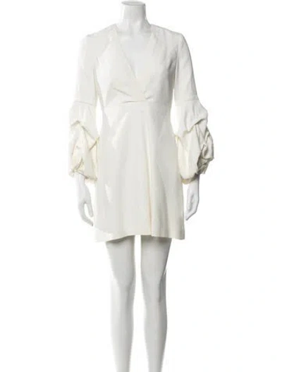Pre-owned Alexis V-neck Mini Dress In Neutral
