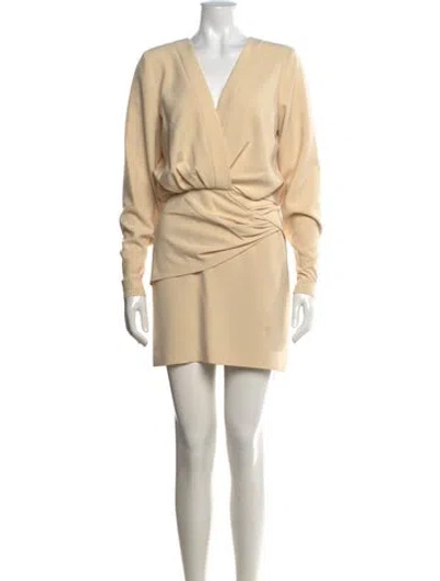 Pre-owned Alexis V-neck Mini Dress In Neutrals