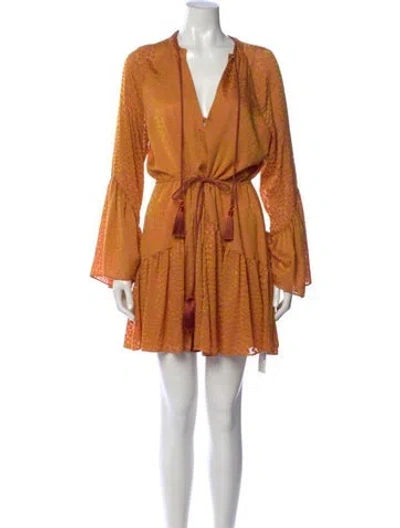 Pre-owned Alexis V-neck Mini Dress In Orange