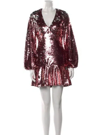 Pre-owned Alexis V-neck Mini Dress In Pink